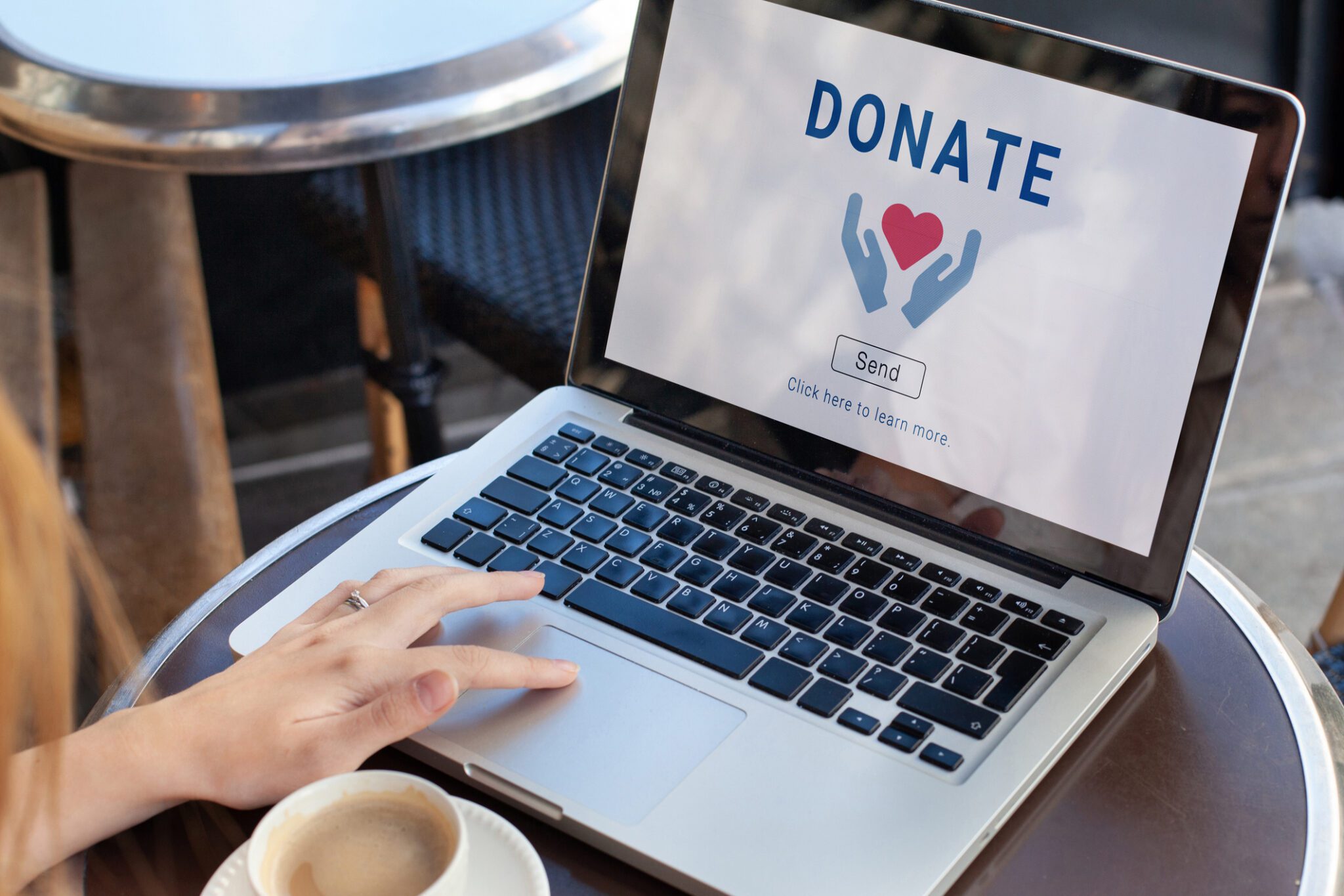 Laptop screen showing a donate page.